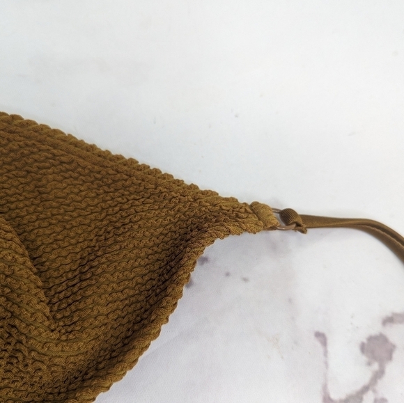 Good American Swim Top Women Brown Bronze Crinkle Tiny Ties Bikini - Picture 6 of 10